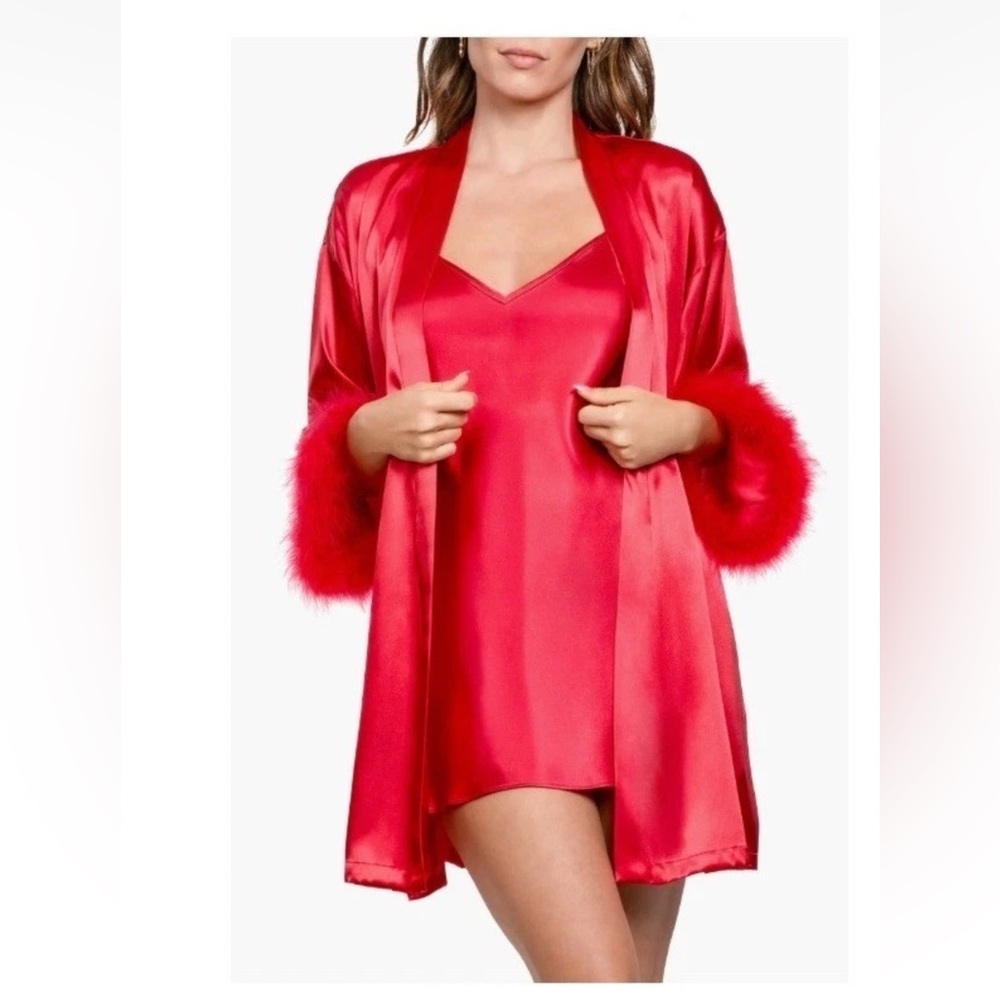 NWT In Bloom by Jonquil Marabou Robe Set  - M, L